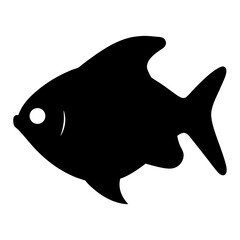 Black skirt tetra fish vector illustration scalable clean design aquatic animal icon for stock use silhouette