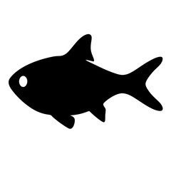 Black skirt tetra fish vector illustration clean scalable aquatic animal icon for design projects silhouette