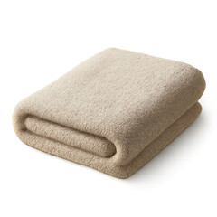 Folded Beige Fleece Blanket with Soft Texture on a Dark Background throw isolated on a transparent background