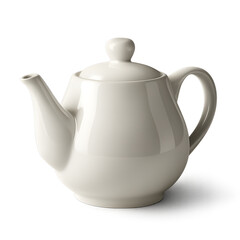 White Ceramic Teapot with Lid and Handle on a Textured Background beverage drink isolated on a transparent background