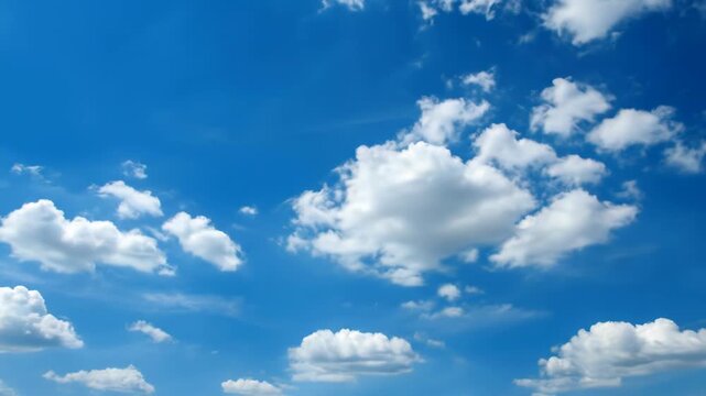 A vast expanse of clear blue sky dotted with fluffy white cumulus clouds, conveying a sense of freedom, openness, and a beautiful day vector illustration