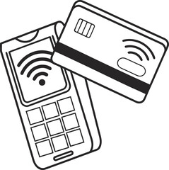  Contactless Payment Icon – Credit Card & POS Terminal Outline Vecto