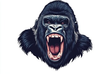 Gorilla head illustration showcasing fierce expression for advertising layouts