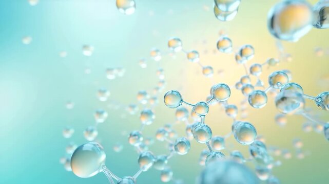Molecular structure on a blurred background, transparent molecules, scientific research, biotechnology innovation, chemistry exploration, nanotechnology concepts, laboratory science, peptide bond