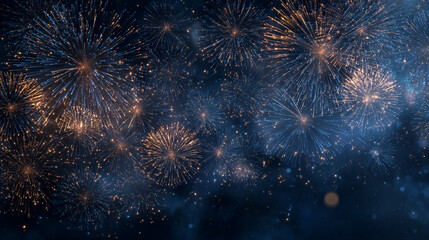 A vibrant display of colorful fireworks lighting up the night sky, creating a festive and celebratory atmosphere.