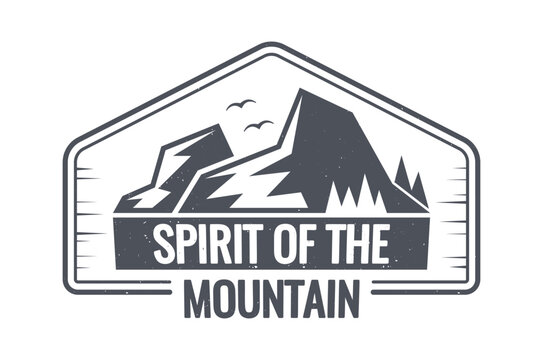 Mountain spirit black-and-white emblem design