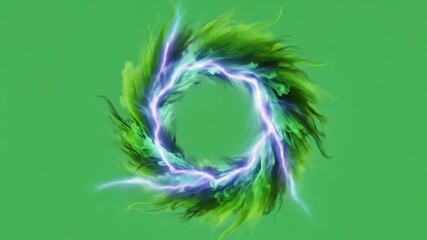 Dynamic green energy ring crackling with electric power, a vibrant symbol for clean technology and future innovation, perfect for technology brands