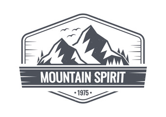 Mountain spirit camping black-and-white emblem