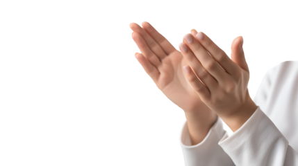 Hands clapping against a stark black backdrop convey celebration, applause, or approval in a striking visual representation.