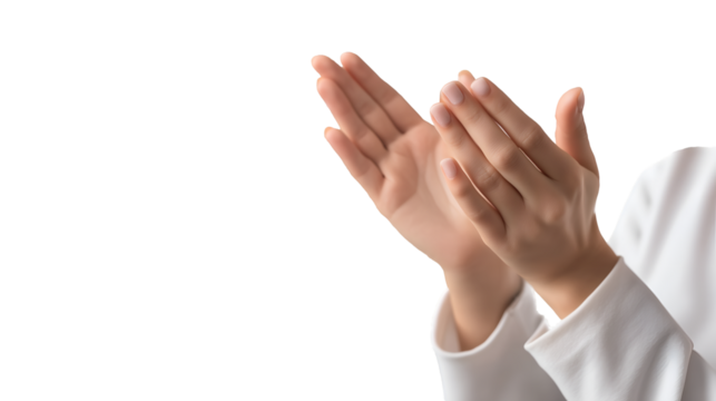 Hands clapping against a stark black backdrop convey celebration, applause, or approval in a striking visual representation.