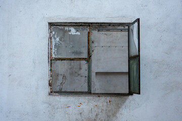 Old Wooden Window Frame — Silent Factory Wall.