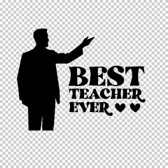 Black silhouette of a teacher standing and explaining. Great for education, learning, and classroom design projects.