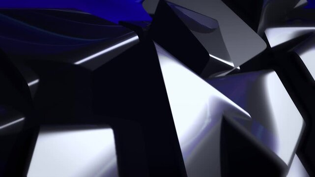 Dark metal geometric pattern shapes creating a dynamic artistic video background loop. 3D Graphics video loop, ideal as a music stage backdrop for live shows or events