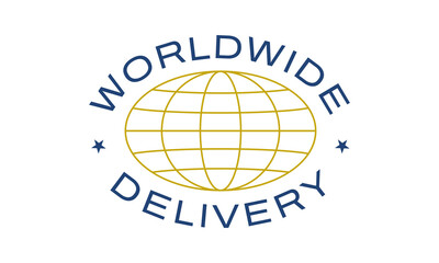 World delivery logo, emblem. Simply worldwide delivery logo. Vector illustration