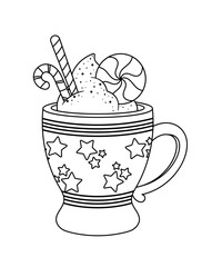 Hot drink whipped cream black-and-white