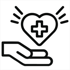 Medical and Healthcare Icon Set — Doctor, Hospital, Heart Care, and Stethoscope Vector Illustration