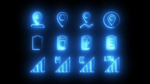 Neon line mobile icon on social midea communication concept on black background.