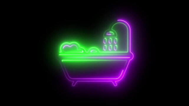 Neon Water flowing from the shower head in green and yellow color.