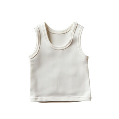 Plain white ribbed cotton tank top, sleeveless, with curved neck