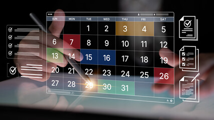 A digital calendar interface for business planning and organization. Used for scheduling events,...