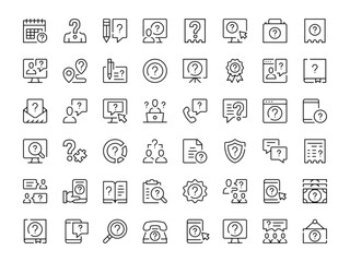 Question icon set. Vector line icons collection. Outline symbols. Modern design