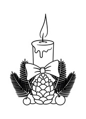 Festive candle Christmas black-and-white ornament