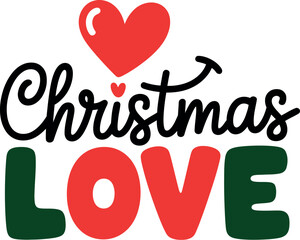 Vector art of christmas love text with heart for holiday