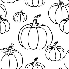 Pumpkin harvest texture outline tile seamless pattern