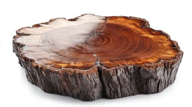 A piece of wood split in half, rough edges and natural texture