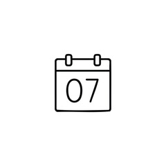 Calendar Page Icon Showing Number 07