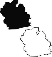Map of Muhlenberg County Kentucky USA Silhouette Flat and Outline Design
