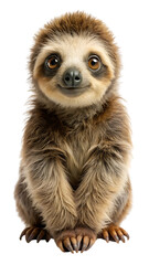 Adorable baby sloth with gentle expression sitting upright a captivating image of a cute young sloth isolated for perfect use isolated on transparent background © Md