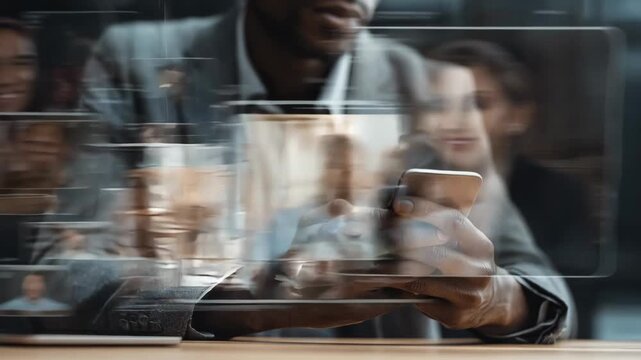 Dynamic scene of a hiring manager reviewing filtered candidate profiles generated through advanced AI text analytics for faster recruitment decisions.