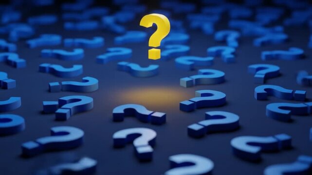 Dynamic question mark animation sparking curiosity and highlighting a key concept for business, education, and problem-solving