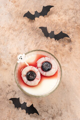 Halloween Panna Cotta Lychee Eyeballs