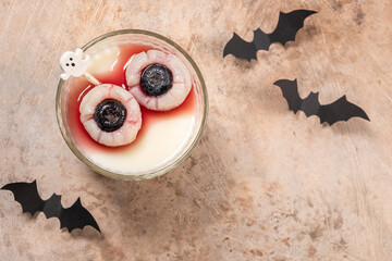 Halloween Panna Cotta Lychee Eyeballs