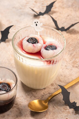 Halloween Panna Cotta Lychee Eyeballs