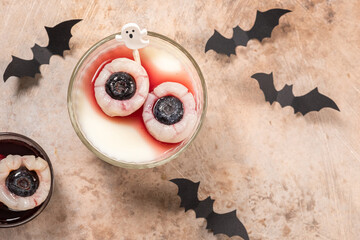 Halloween Panna Cotta Lychee Eyeballs