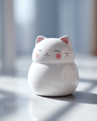 White ceramic fat cat figurine