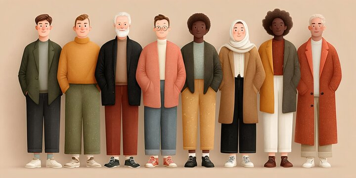 Diverse group of people standing together representing community