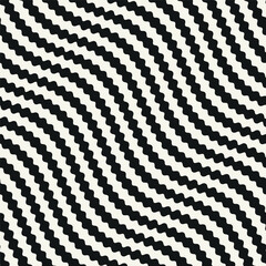 Vector seamless pattern with a modern texture and a repeating abstract background of dotted wavy stripes. This graphic monochrome design can be used as a swatch in Illustrator.