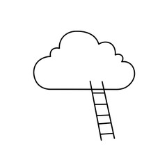 Cloud icon with ladder in black and white for dream concept visuals