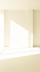 Bright Beige Interior with Sharp Sunlight Angles Casting Bold Shadows across a Minimal Wall