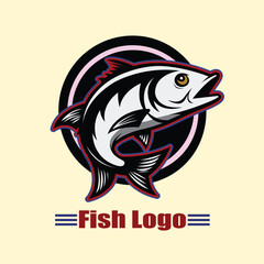 Bold Fish Mascot Jumping in a Circle Logo