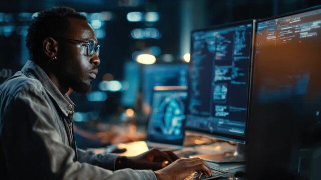 IT professional adjusting virtual environment parameters using advanced tools to streamline resource use across server desktop and network systems.