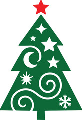 Stylized tree silhouette with vibrant color accents and minimalist design