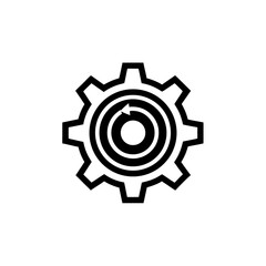 Gear with circular arrow inside it silhouette