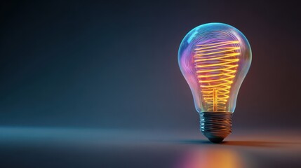 Colorful spiral light bulb glowing against a dark background showcasing artistic illumination