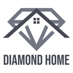 diamond house flat minimalist logo design