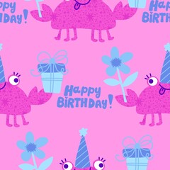 Birthday party seamless crabs pattern for wrapping paper and fabrics and linens and kids clothes print